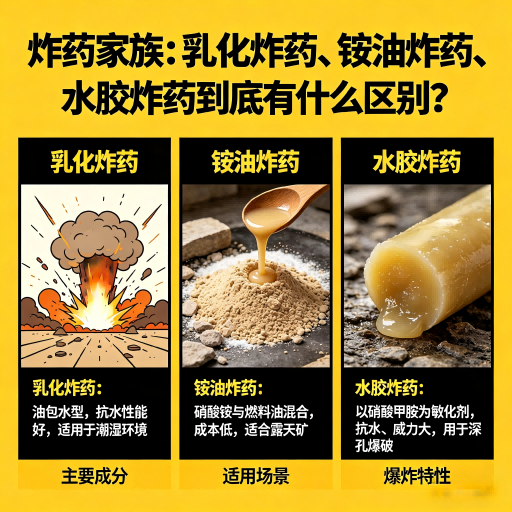 武邑炸药家族：乳化炸药、铵油炸药、水胶炸药到底有什么区别？